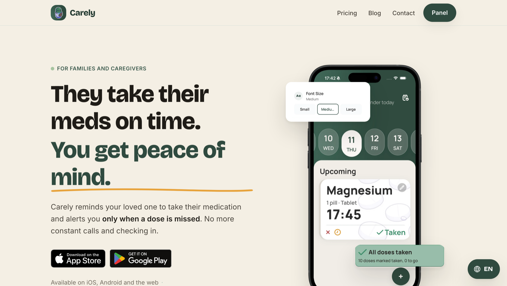 Carely website - desktop hero